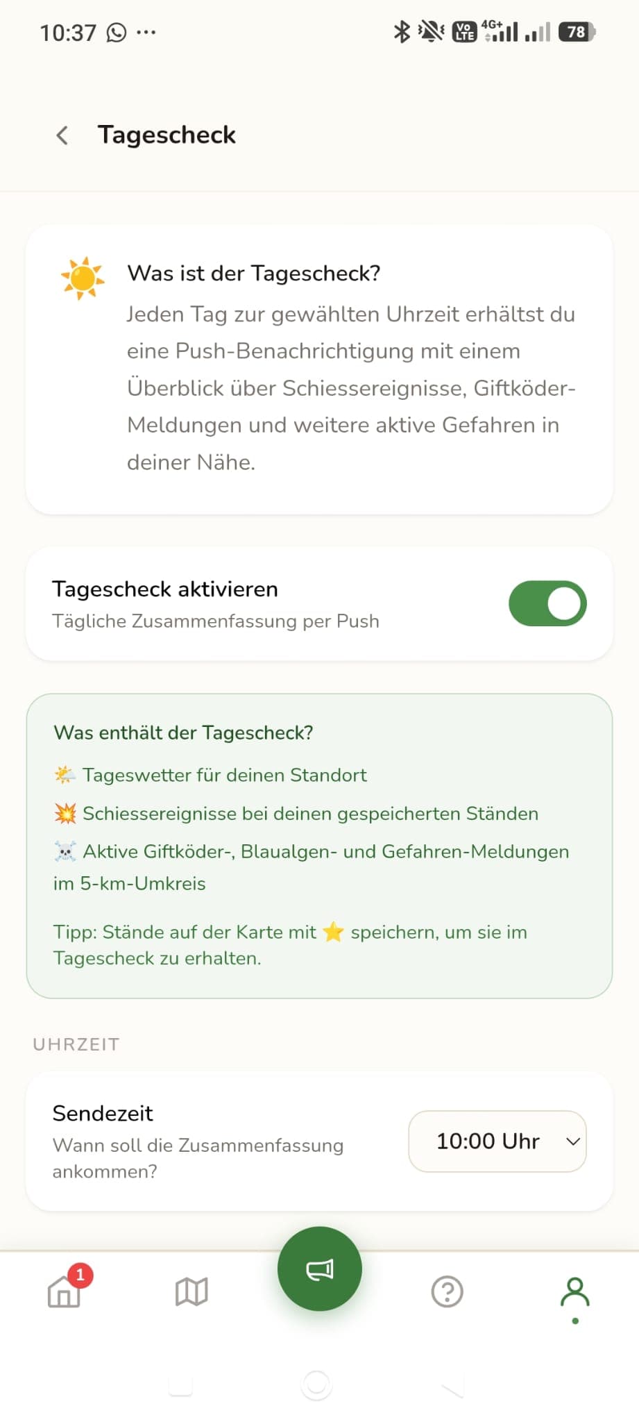 Tagescheck: die tägliche Zusammenfassung für deine Umgebung